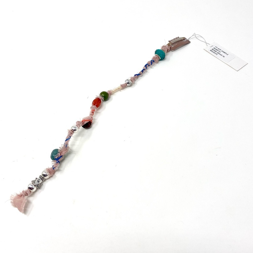 NWT Free People Miami Braid Ins Brights Pink Hair Accessory Beaded Clip - Picture 2 of 5